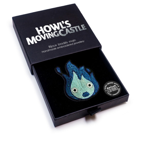 Broche Canetille Calcifer bleu - Le Château Ambulant