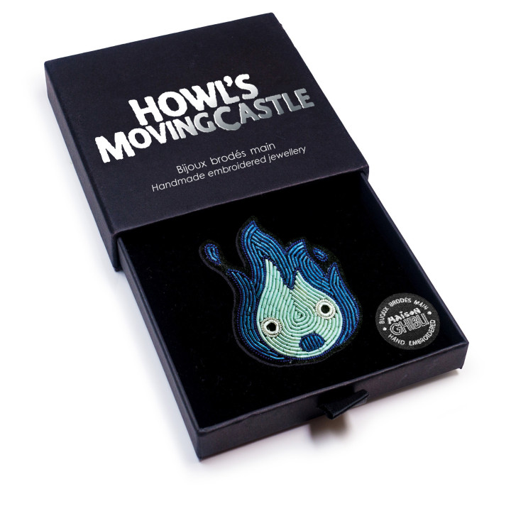 Broche Canetille Calcifer bleu - Le Château Ambulant