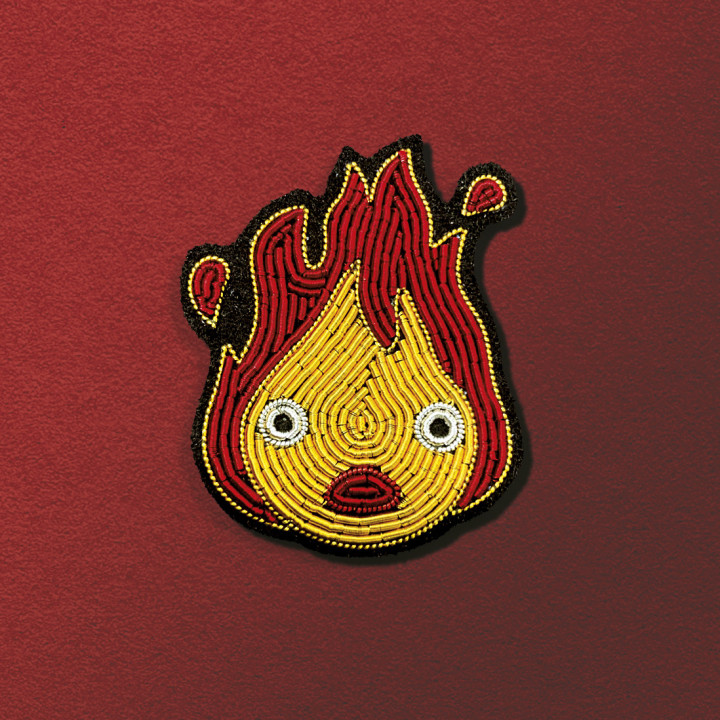 Broche Canetille Calcifer jaune - Le Château Ambulant