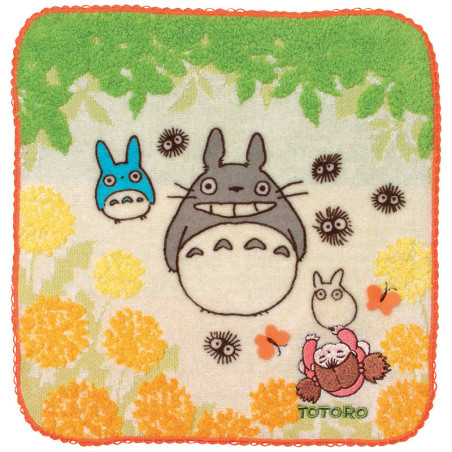 Mini Serviette Totoros avec feuilles et fleurs 25x25 cm - Mon Voisin
