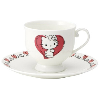Tasse et sous-tasse en porcelaine gravées - Hello Kitty