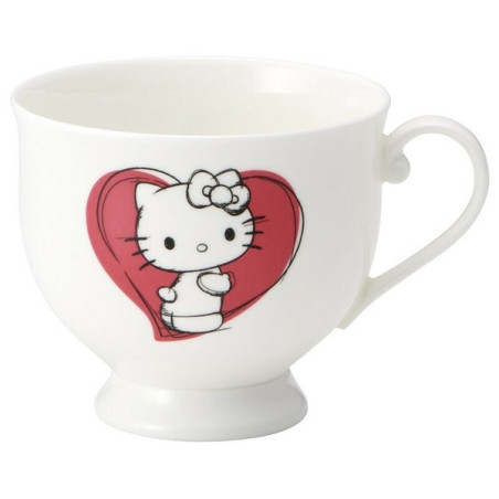China etched cup & saucer - Hello Kitty