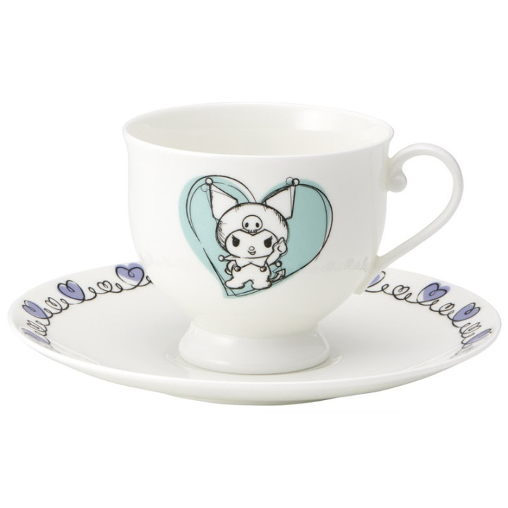China etched cup & saucer - Kuromi