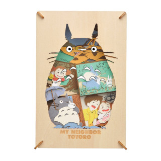Théâtre de papier Style bois Silhouette Totoro Gris - Mon Voisin Toto