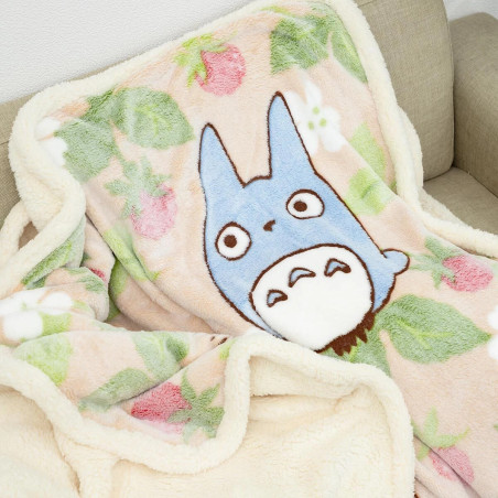 Grande couverture fluffy Totoro Fraise 200x140cm - Mon Voisin Totoro