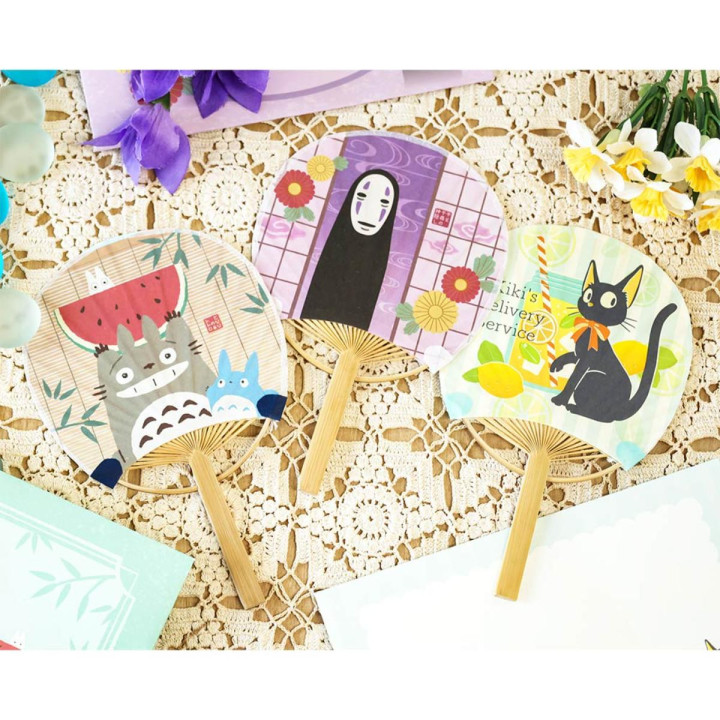 Éventail Bambou & Enveloppe No Face avec Fleur - Le Voyage de Chihiro