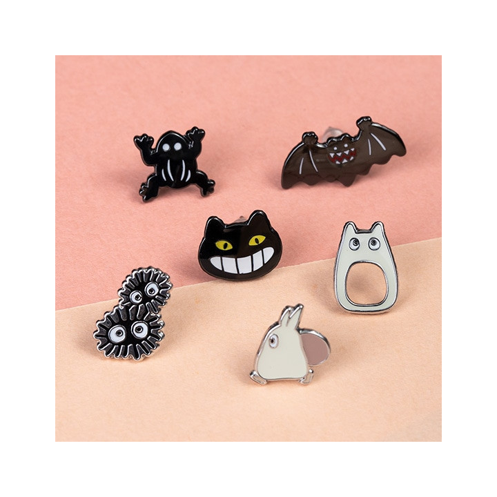 Set of 6 clipped Earrings Totoro opening - My Neighbor Totoro