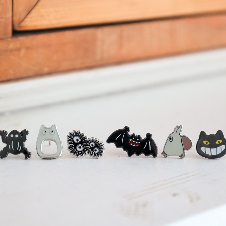 Set of 6 clipped Earrings Totoro opening - My Neighbor Totoro