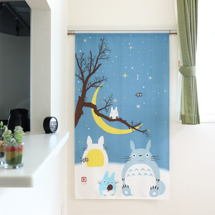 Rideaux Noren Totoro Ciel d’hiver & Croissant de lune 85x150cm - Mon 