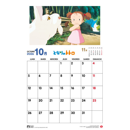 Totoro 2026 Calendar - French version