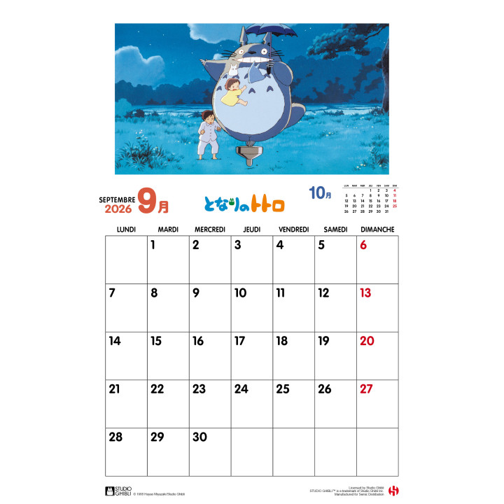 Calendrier Totoro 2026 - FR