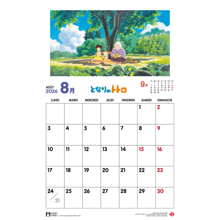 Calendrier Totoro 2026 - FR