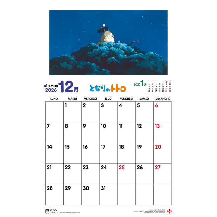 Calendrier Totoro 2026 - FR