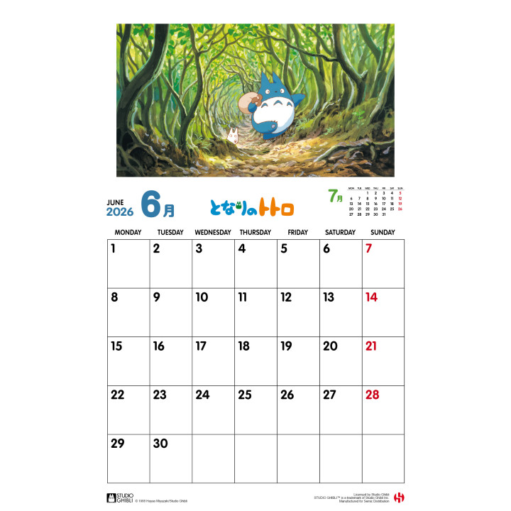 Calendrier Totoro 2026 - EN