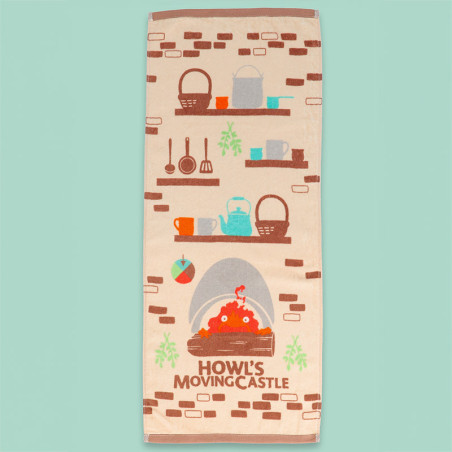 Serviette Natsu Cuisiner avec Calcifer 34x80 cm - Le Château ambulant