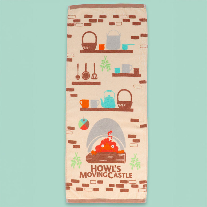 Serviette Natsu Cuisiner avec Calcifer 34x80 cm - Le Château ambulant