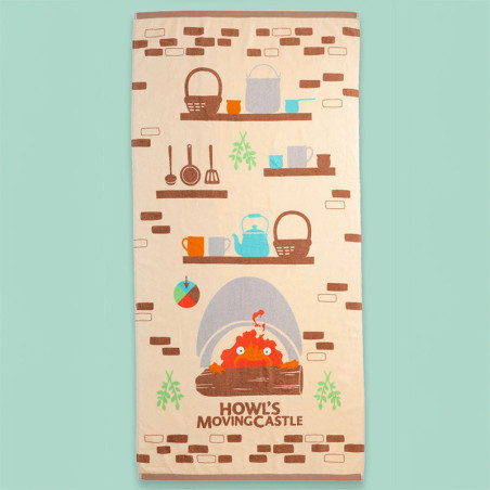 Serviette de bain Natsu Cuisiner avec Calcifer 70x140 cm - Le Château