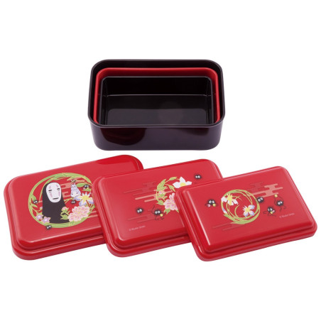 Set of 3 Lunch Boxes No Face dark red - Spirited Away