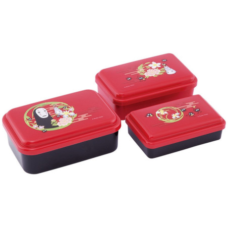 Set of 3 Lunch Boxes No Face dark red - Spirited Away