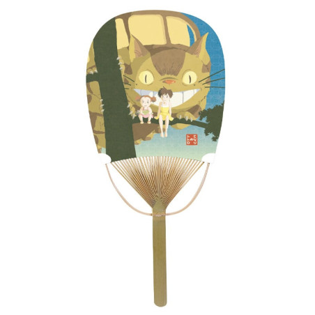 Bamboo fan The Catbus with Satsuki & Mei - My Neighbor Totoro