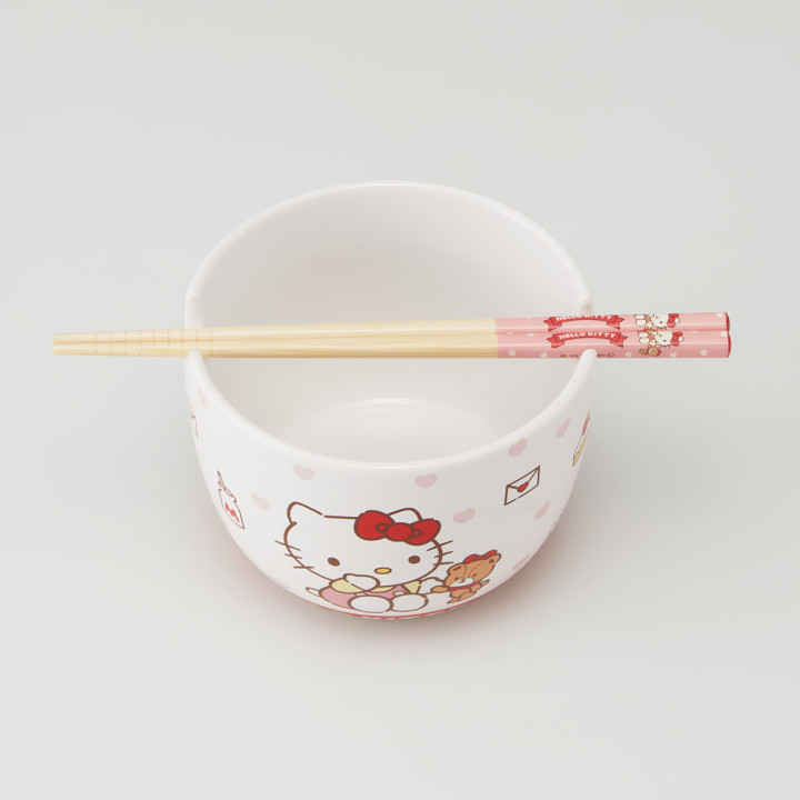 Ceramic bowl & Chopsticks set - Hello Kitty
