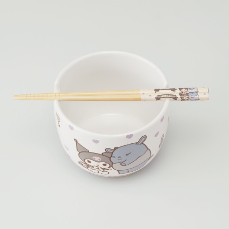 Ceramic bowl & Chopsticks set - Kuromi