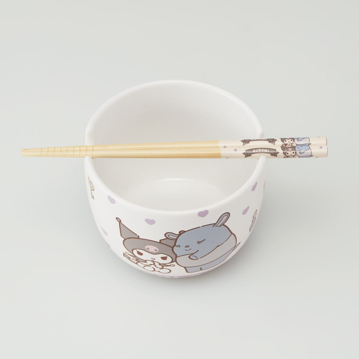 Ceramic bowl & Chopsticks set - Kuromi
