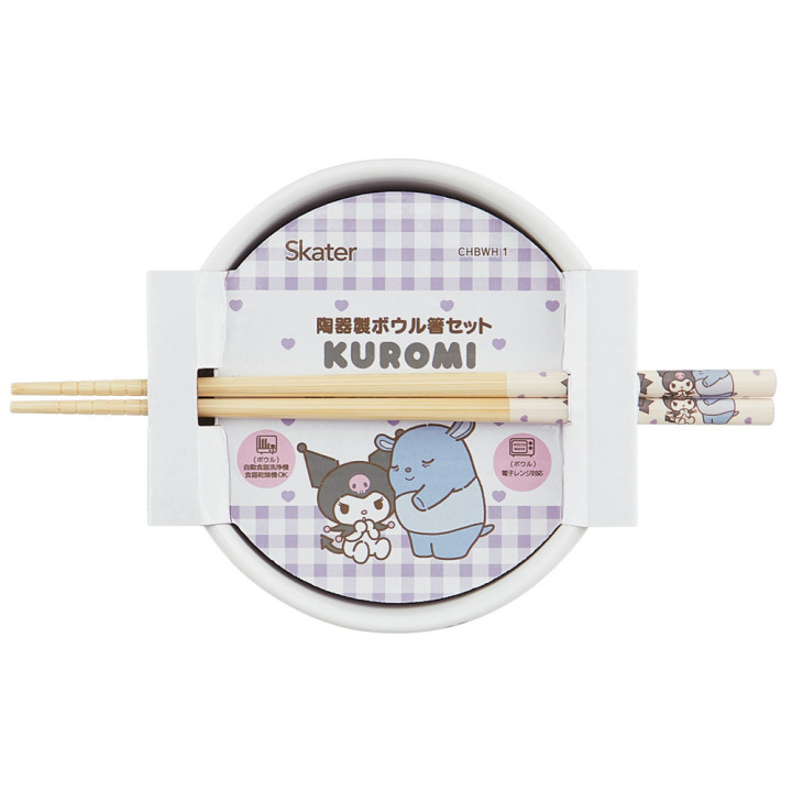 Ceramic bowl & Chopsticks set - Kuromi