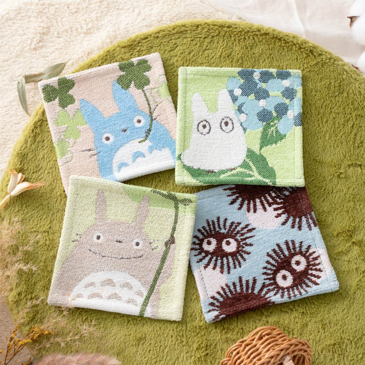 Set of 4 embroidered coasters Totoro & Soot Sprites - My Neighbor Tot