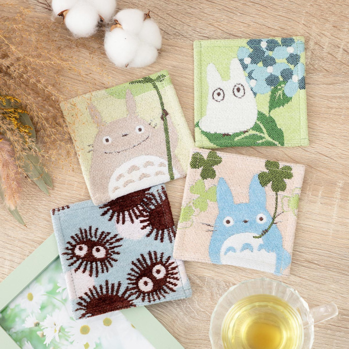 Set of 4 embroidered coasters Totoro & Soot Sprites - My Neighbor Tot